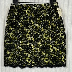 NWT Y2K Shanghai baby black lace overlay neon green mini skirt size 14